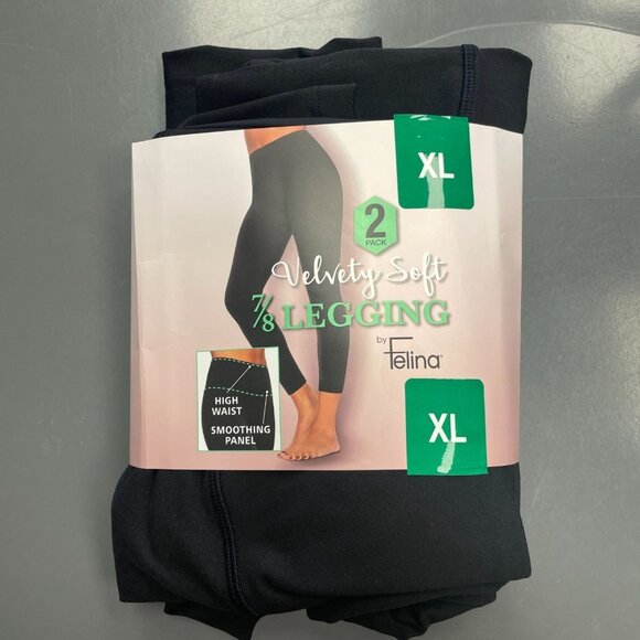 NEW Felina Velvety Soft Women's XL 7/8 Legging 2 Pack Black - Picture 5 of 8